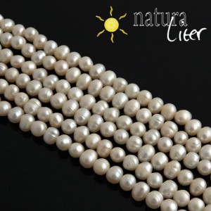Říční perly kulaté bílé, 7-8 mm, A, návlek 38cm Říční perly kulaté bílé, 7-8 mm, A, návlek 38cm