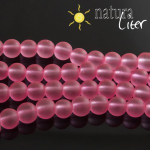 Matné skleněné korálky 8mm růžové, 10ks