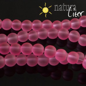 Matné skleněné korálky 6mm růžové, 15ks