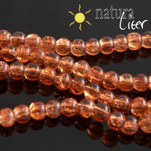 Práskané skleněné korálky 6mm oranžové, 15ks Práskané skleněné korálky 6mm oranžové, 15ks