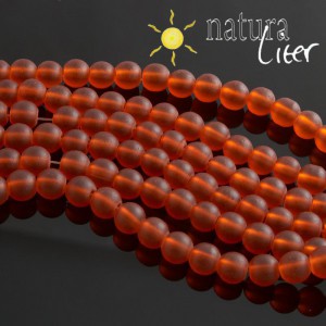 Matné skleněné korálky 8mm oranžové, 10ks