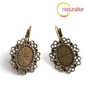 Výprodej - Náušnice s lůžkem 14x10mm starobronz, 2ks Výprodej - Náušnice s lůžkem 14x10mm starobronz, 2ks