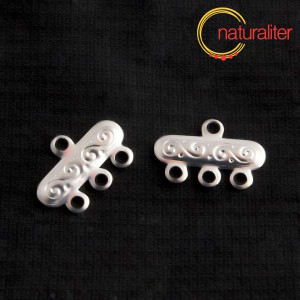 Výprodej - Ramínko 3 očka lisované, poplatinované 15x10mm, 4ks Výprodej - Ramínko 3 očka lisované, poplatinované 15x10mm, 4ks