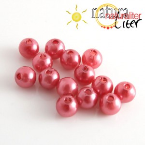 Voskované perly, červené, 8mm, 50ks Voskované perly, červené, 8mm, 50ks