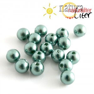 Voskované perly, tmavě zelené, 8mm, 50ks
