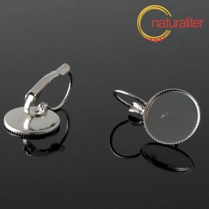 Náušnice s lůžkem 14mm platinová barva, 2ks Náušnice s lůžkem 14mm platinová barva, 2ks