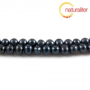 Říční perly bramborové černé, 6-7mm, B,návlek 36cm Říční perly bramborové černé, 6-7mm, B,návlek 36cm