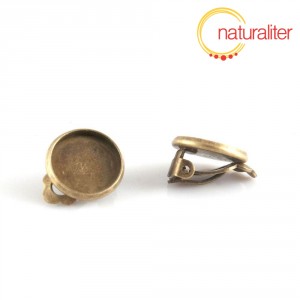 Klipsové náušnice s lůžkem 12mm starobronz, 2ks Klipsové náušnice s lůžkem 12mm starobronz, 2ks