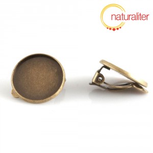 Klipsové náušnice s lůžkem 18mm starobronz, 2ks Klipsové náušnice s lůžkem 18mm starobronz, 2ks