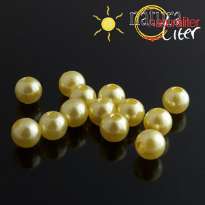 Voskované perly, žluté, 8mm, 50ks Voskované perly, žluté, 8mm, 50ks