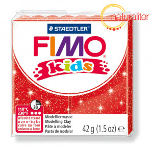 Výprodej - FIMO kids 212 - červená se třpytkami 42g