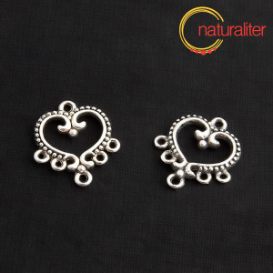 Ozdobné ramínko srdce 5 oček, starostříbro 19x21mm, 2ks Ozdobné ramínko srdce 5 oček, starostříbro 19x21mm, 2ks