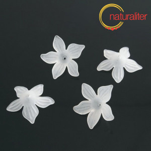 Květina akrylová - lilie 26mm bílá, 4ks