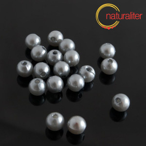 Voskované perly, stříbrné, 8mm, 50ks