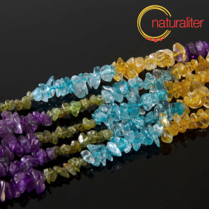 Ametyst, citr&iacute;n, akvamar&iacute;n a oliv&iacute;n - zlomky, n&aacute;vlek 90cm