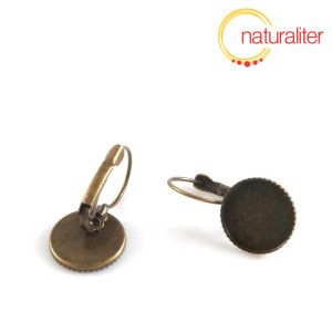 Náušnice s lůžkem 14mm starobronz, 2ks Náušnice s lůžkem 14mm starobronz, 2ks