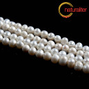 Říční perly bramborové bílé, 6-8mm, A, návlek 33cm