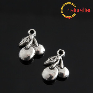 Třešně - přívěsek starostříbro 18x14mm, 2 ks Třešně - přívěsek starostříbro 18x14mm, 2 ks