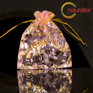 Dárkový organzový sáček růžový s růžemi 12x10cm Dárkový organzový sáček růžový s růžemi 12x10cm