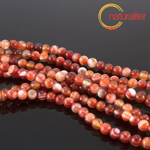 Karneol - červen&yacute; ach&aacute;t - kor&aacute;lky 6mm, n&aacute;vlek 37cm