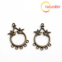 Ozdobné ramínko s ptáčky 5 oček, starobronz 35x23mm, 2ks