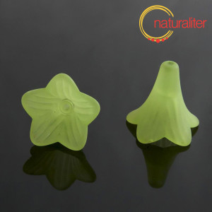 Květina akrylová dlouhá 22mm zelená, 2ks Květina akrylová dlouhá 22mm zelená, 2ks