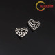 Korálek srdce s motýlkem - starostříbro, 10x12mm, 2ks
