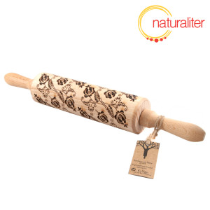 Výprodej - Dřevěný texturovací váleček Ki-Sign - květiny