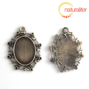 Výprodej - Lůžko ovál 25x18mm starobronz, zdobené Výprodej - Lůžko ovál 25x18mm starobronz, zdobené