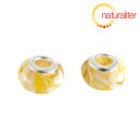 Výprodej - Korálek perleťový velký průvlek žlutý 14mm