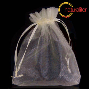 Dárkový organzový sáček béžový slonovinový 16x13cm