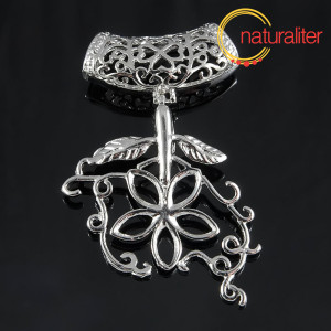 Výprodej - Šlupna / přívěsek - velký ozdobný 59x39mm platinová barva Výprodej - Šlupna / přívěsek - velký ozdobný 59x39mm platinová barva