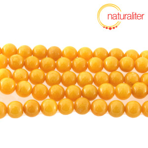 Jadeit - žlut&yacute; kalcit - kor&aacute;lky 8mm, n&aacute;vlek 39cm