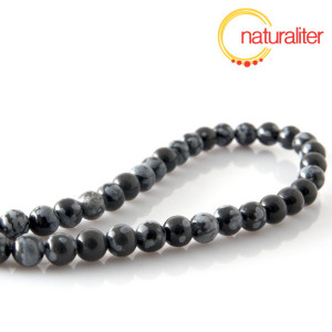 Vločkový obsidián korálky, 6mm, šňůra 38cm Vločkový obsidián korálky, 6mm, šňůra 38cm