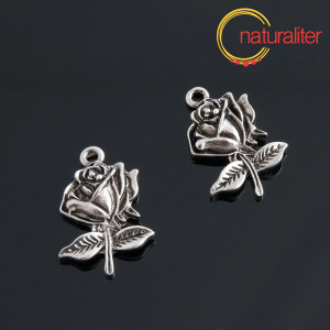 Růže - př&iacute;věsek starostř&iacute;bro 27x18mm, 2ks