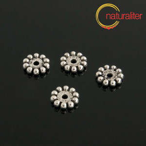 Kovov&yacute; kor&aacute;lek - kolečko 10mm, starostř&iacute;bro, 5ks