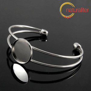 Náramek s lůžkem 18mm stříbrná barva Náramek s lůžkem 18mm stříbrná barva