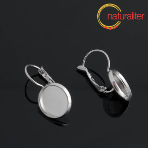 Náušnice s lůžkem 12mm platinová barva, 2ks Náušnice s lůžkem 12mm platinová barva, 2ks