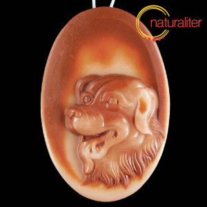 Pes - travertin - př&iacute;věsek 54x36mm