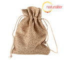 Výprodej - Plátěný dárkový sáček 9x13cm tmavě béžový