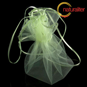 V&yacute;prodej - Organzov&yacute; mě&scaron;ec velk&yacute; 38cm světle zelen&yacute;