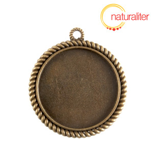 Lůžko kruh 30mm starobronz, ozdobn&yacute; okraj spl&eacute;tan&yacute;