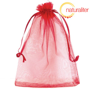 D&aacute;rkov&yacute; organzov&yacute; s&aacute;ček tmavě červen&yacute; 16x13cm