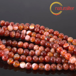 Karneol - červen&yacute; ach&aacute;t - kor&aacute;lky 8mm, n&aacute;vlek 37cm