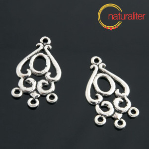 Ozdobné ramínko 3 očka, starostříbro 34x18mm, 2ks Ozdobné ramínko 3 očka, starostříbro 34x18mm, 2ks