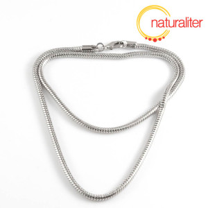 Výprodej - Náhrdelník pro korálky s velkým průvlekem s karabinkou, platinová barva Výprodej - Náhrdelník pro korálky s velkým průvlekem s karabinkou, platinová barva