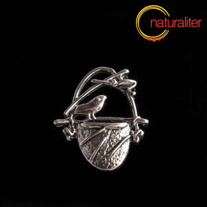 Pt&aacute;ček v hn&iacute;zdě - př&iacute;věsek starostř&iacute;bro 23x19mm, 2ks