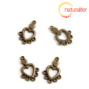 Ozdobn&eacute; ram&iacute;nko - srdce 5 oček, starobronz 13x19mm, 4ks