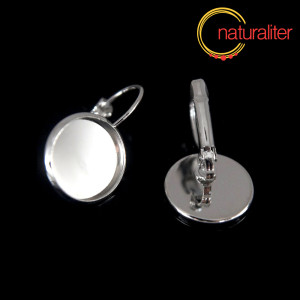 Náušnice s lůžkem 14mm platinová barva, 2ks Náušnice s lůžkem 14mm platinová barva, 2ks