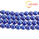 Jadeit - tmavě modrý kalcit - korálky 8mm, návlek 40cm